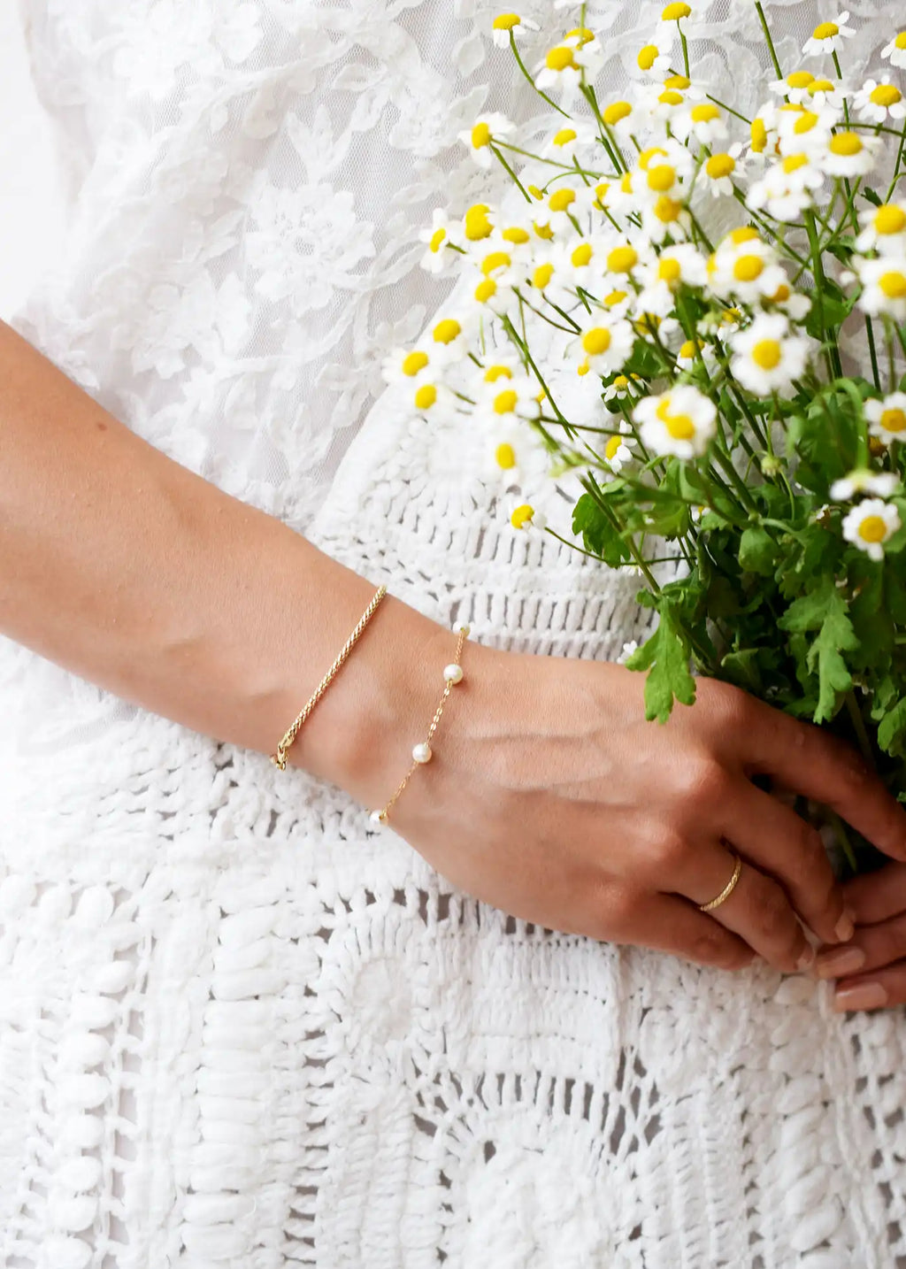 Lustrous 14 Karat Yellow Gold popcorn chain bracelet with an intricate, shimmering texture.
