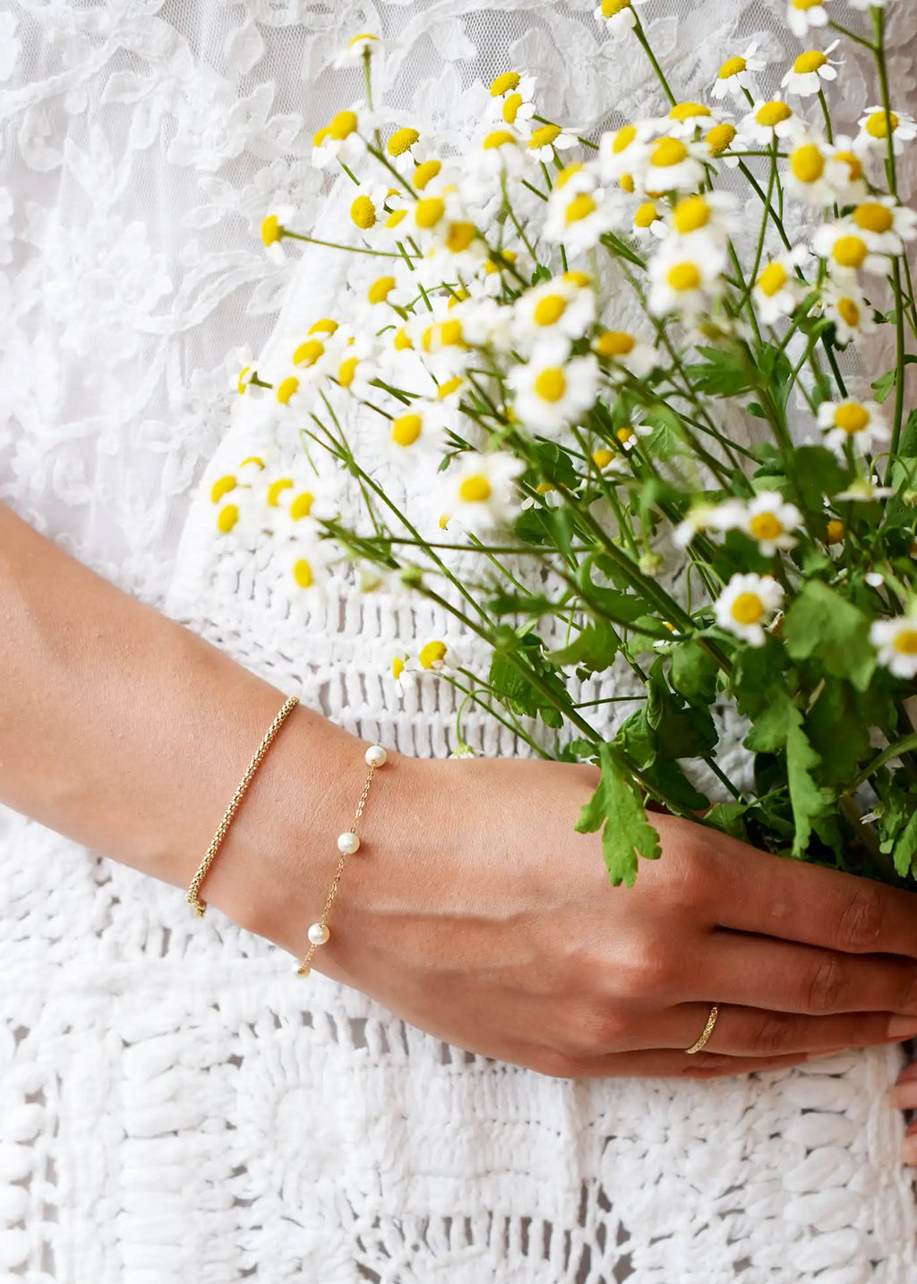 Lustrous 14 Karat Yellow Gold popcorn chain bracelet with an intricate, shimmering texture.