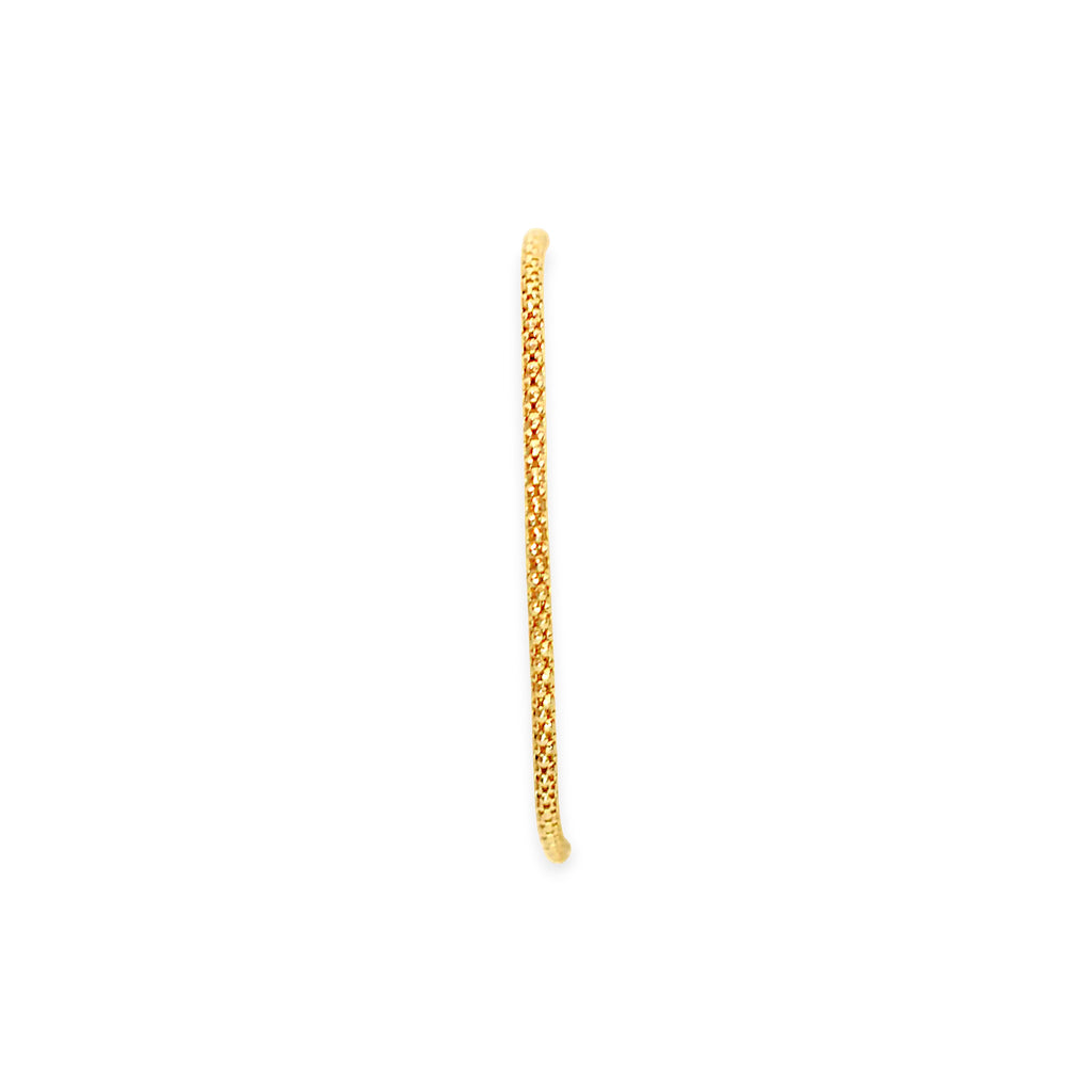 Lustrous 14 Karat Yellow Gold popcorn chain bracelet with an intricate, shimmering texture on a white background.